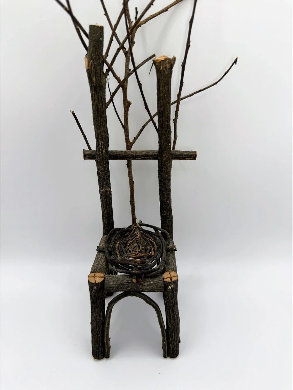 1:6 Scale Rustic Twig Chair Handmade Woodland Fairy Doll Furniture Vine Seat